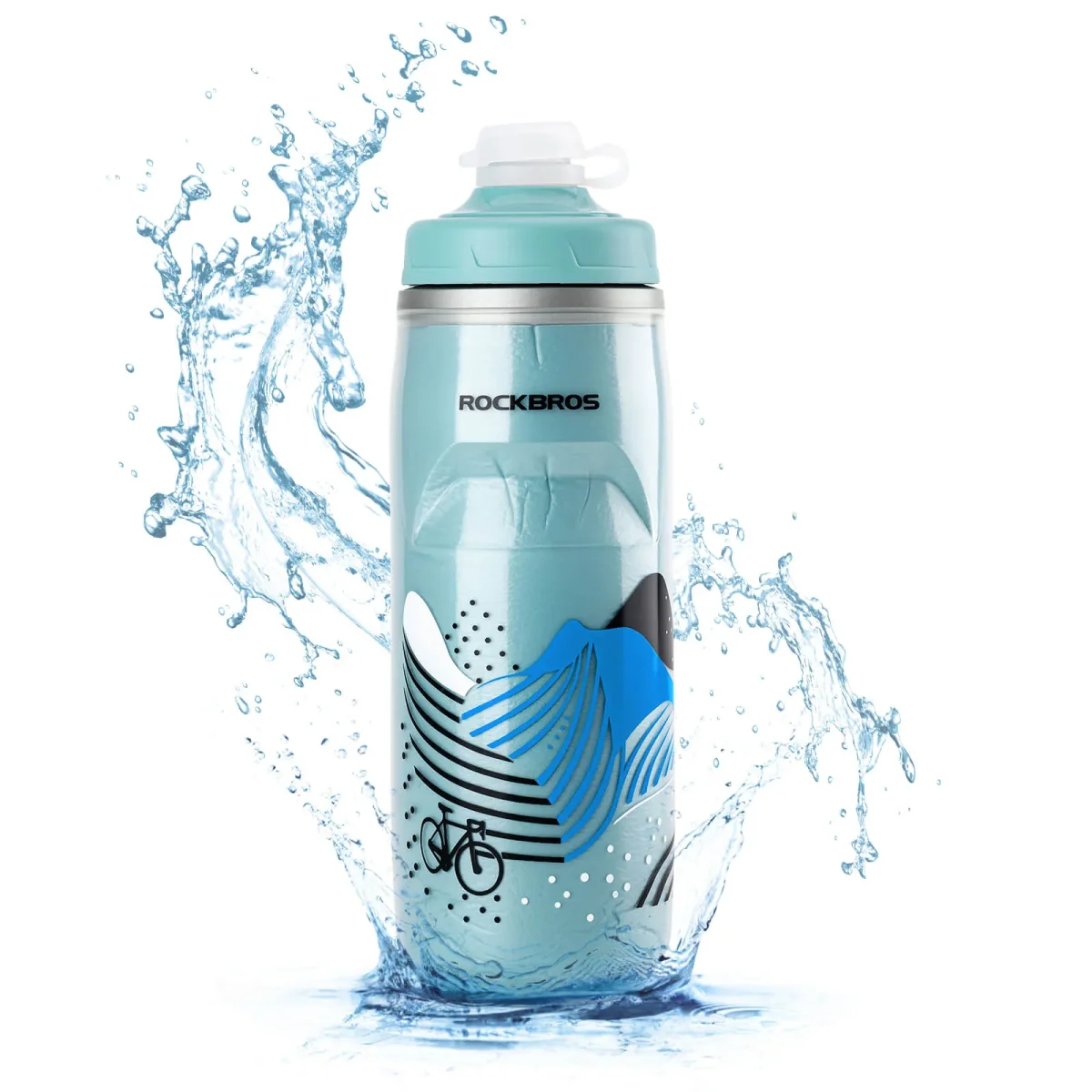 Botella de ciclismo de 620 ml, botella deportiva con función de enfriamiento de 5 horas, ROCKBROS - Imagen 5