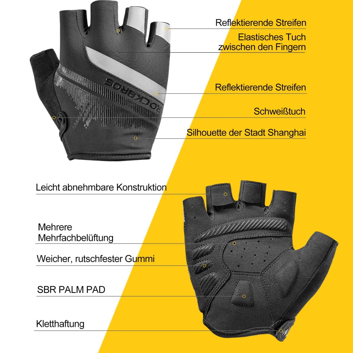 Guantes de equitación antideslizantes con dedos reflectantes, tallas S-XXL, ROCKBROS - Imagen 6