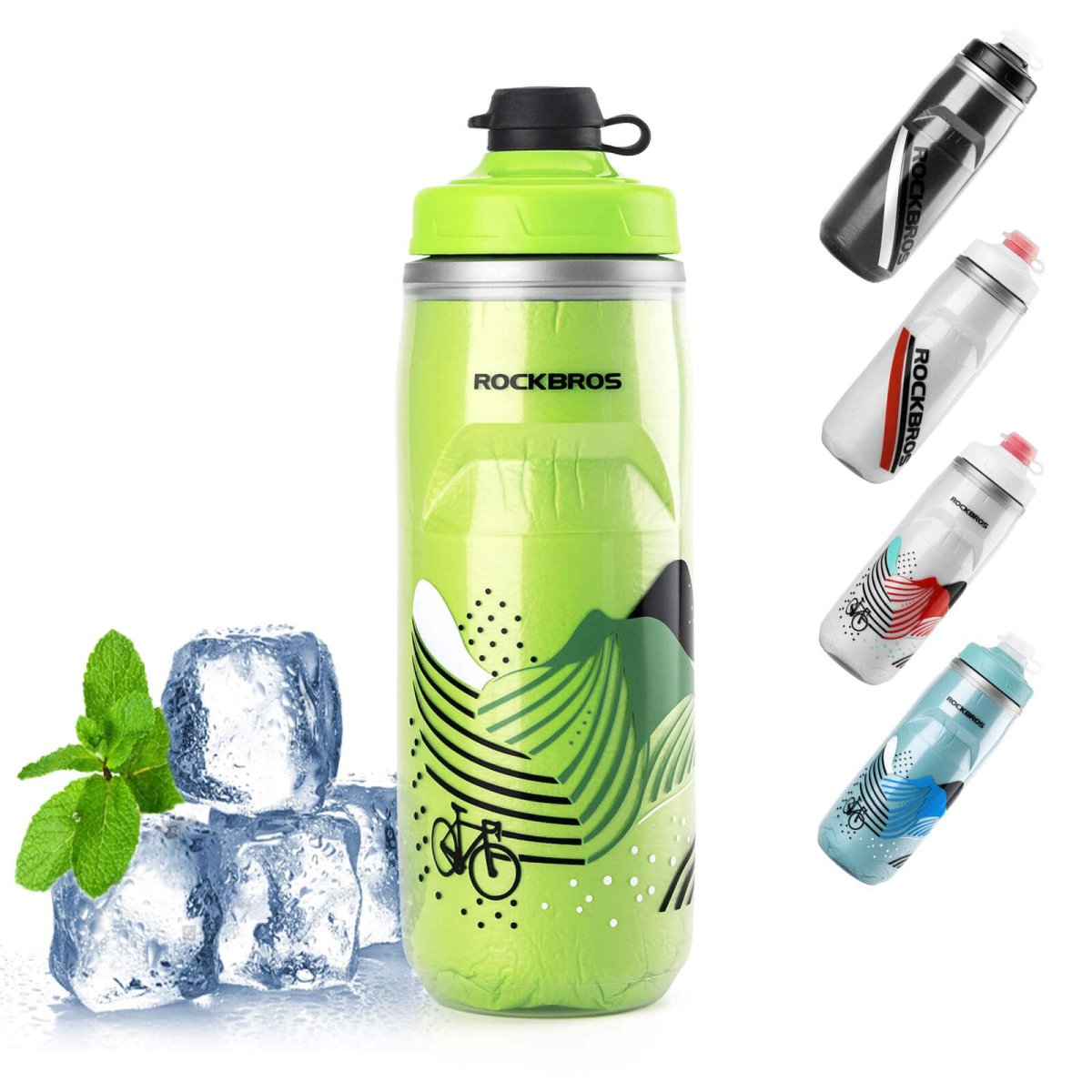 Botella de ciclismo de 620 ml, botella deportiva con función de enfriamiento de 5 horas, ROCKBROS - Imagen 9
