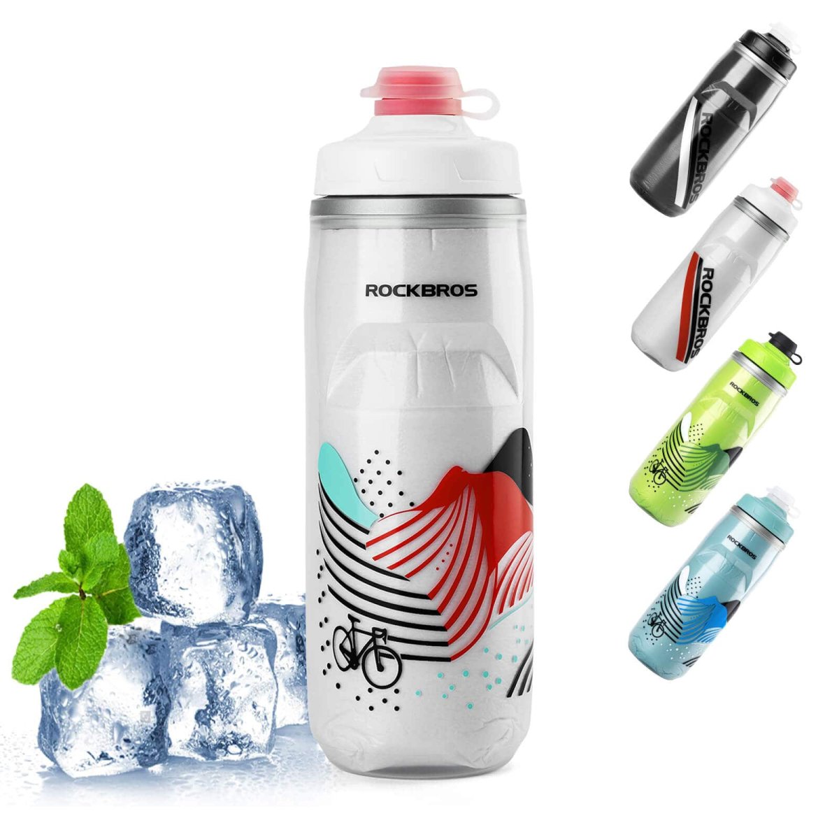 Botella de ciclismo de 620 ml, botella deportiva con función de enfriamiento de 5 horas, ROCKBROS - Imagen 8
