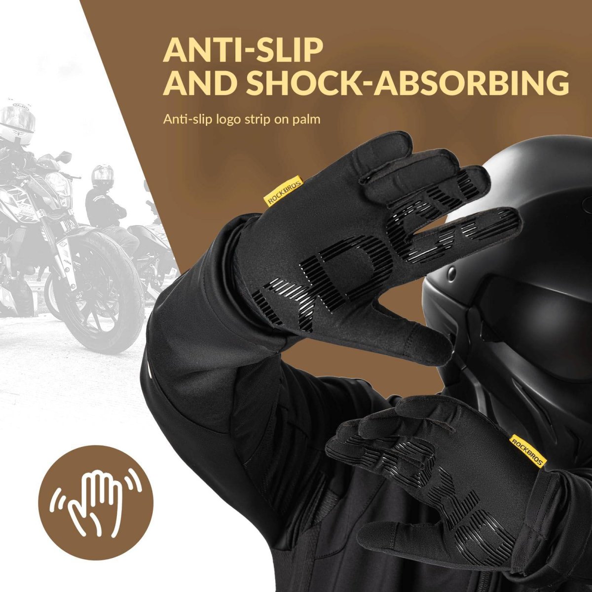 Guantes de ciclismo Guantes deportivos de dedos completos cálidos y resistentes al viento ROCKBROS - Imagen 8