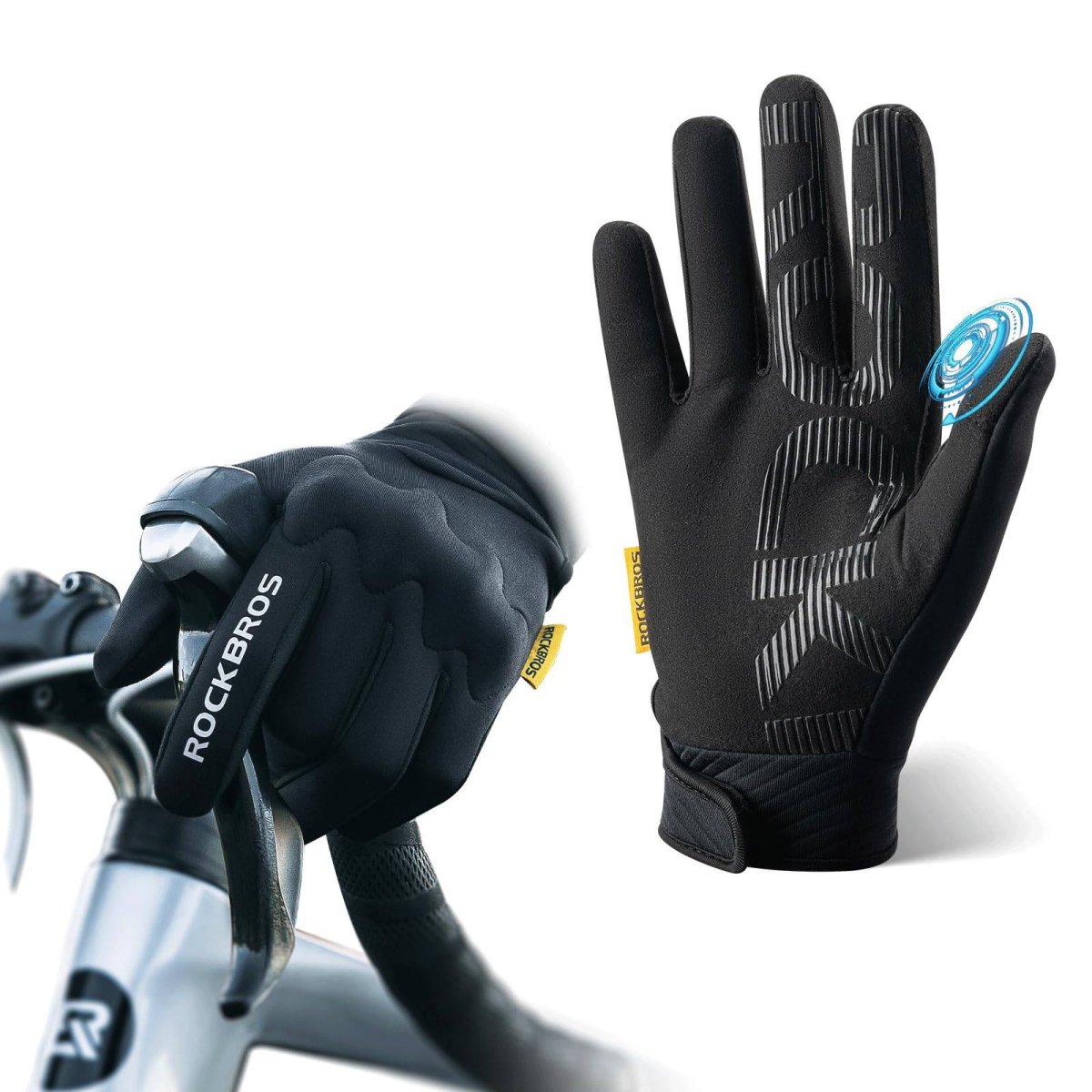 Guantes de ciclismo Guantes deportivos de dedos completos cálidos y resistentes al viento ROCKBROS - Imagen 2