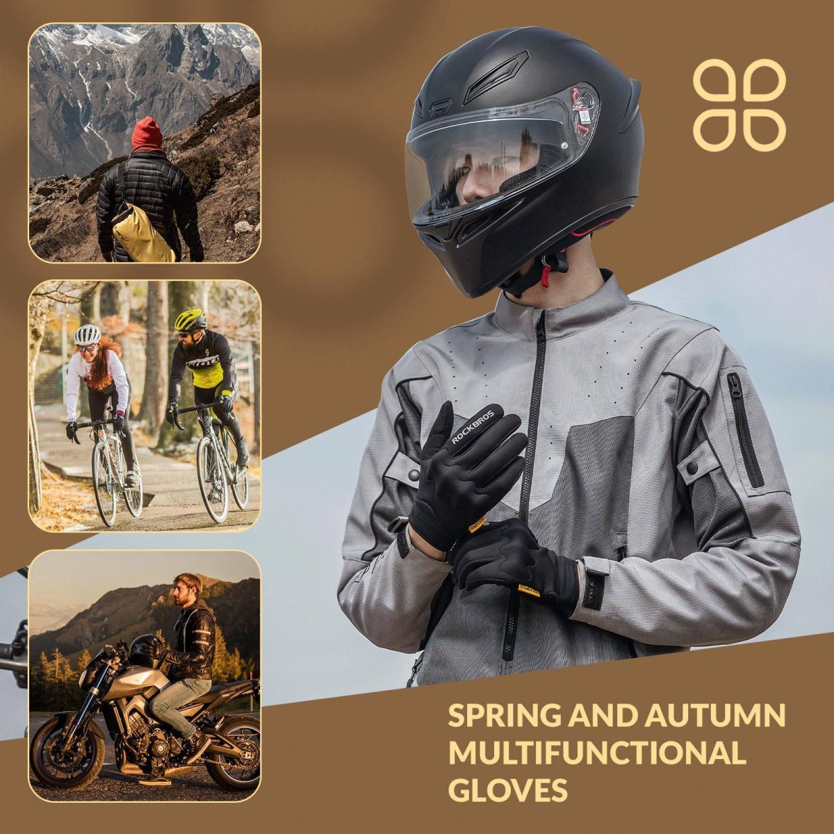 Guantes de ciclismo Guantes deportivos de dedos completos cálidos y resistentes al viento ROCKBROS - Imagen 5
