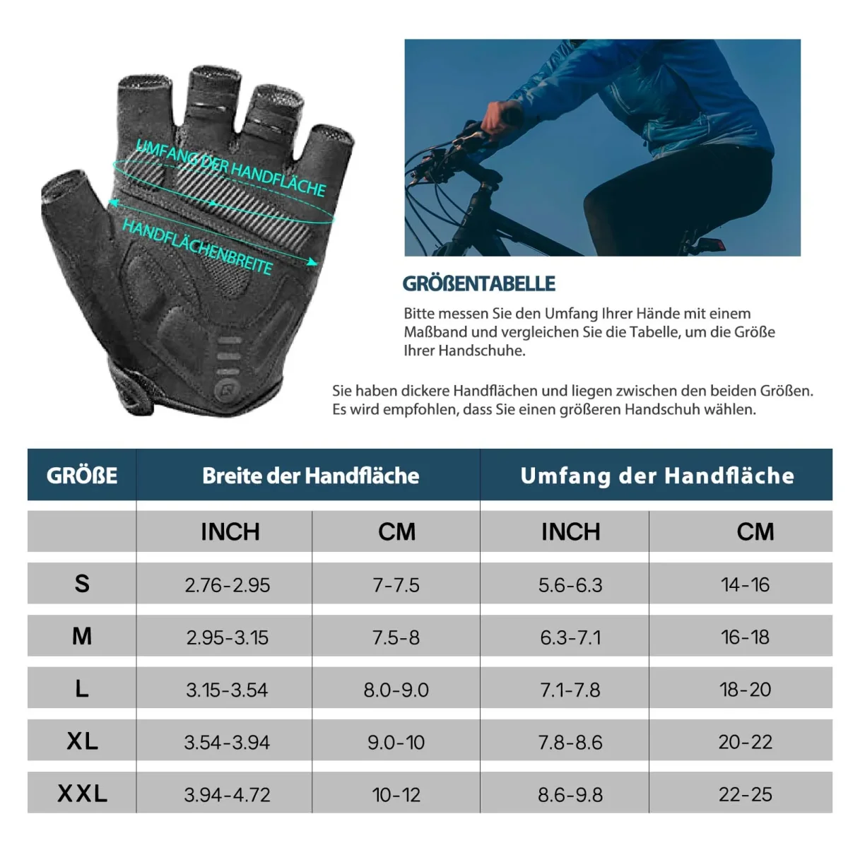 Guantes de ciclismo de medio dedo con absorción de impactos para verano para hombre ROCKBROS - Imagen 6