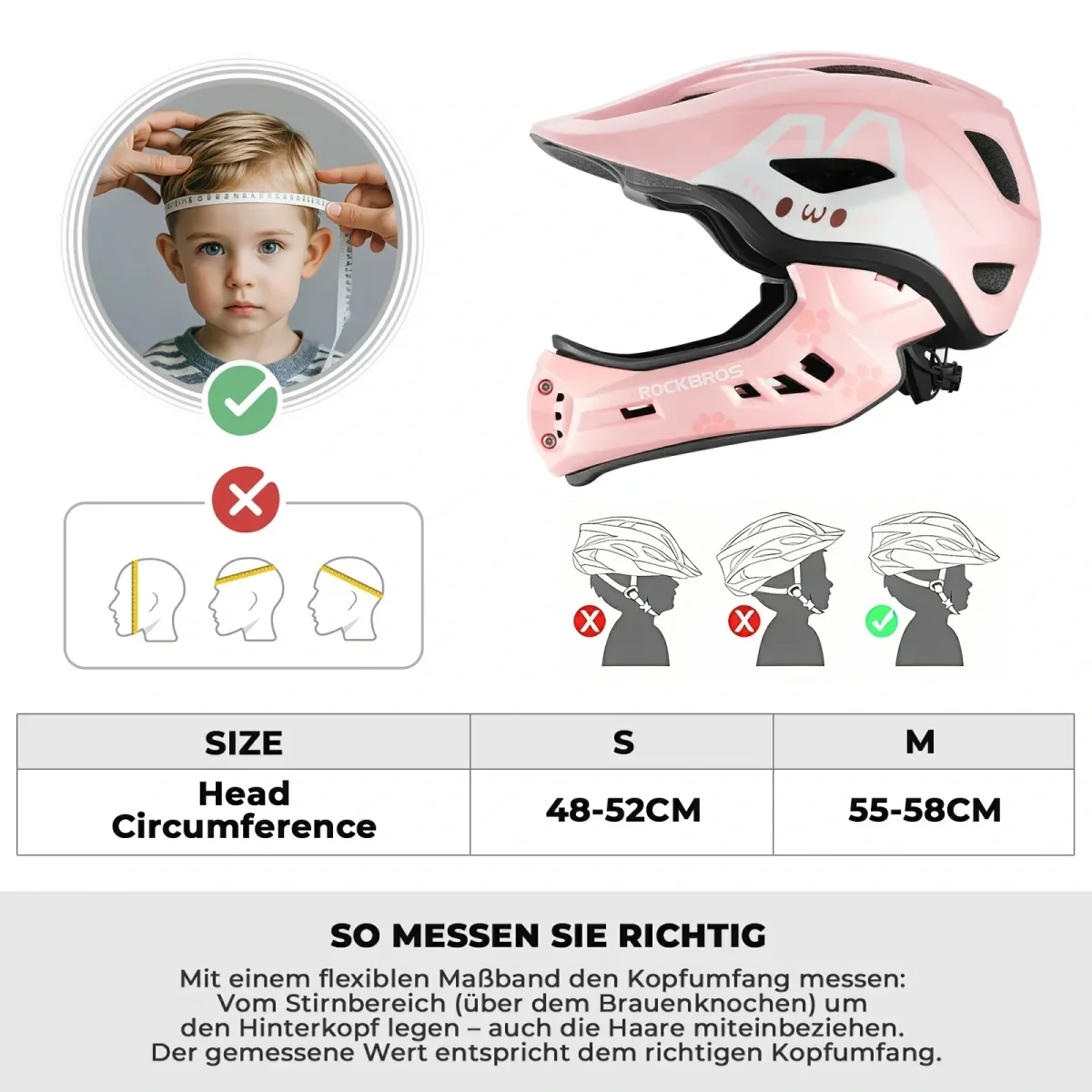 Casco integral de dibujos animados para niños con mentonera extraíble ROCKBROS - Imagen 9