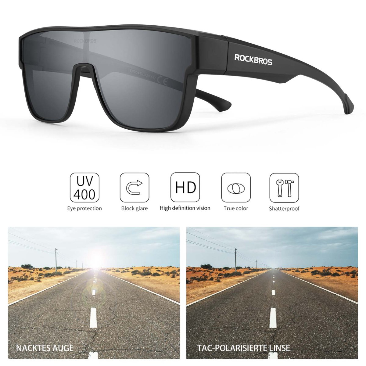 Gafas de ciclismo polarizadas, gafas de visión corta, gafas protectoras, gafas deportivas unisex, ROCKBROS - Imagen 5