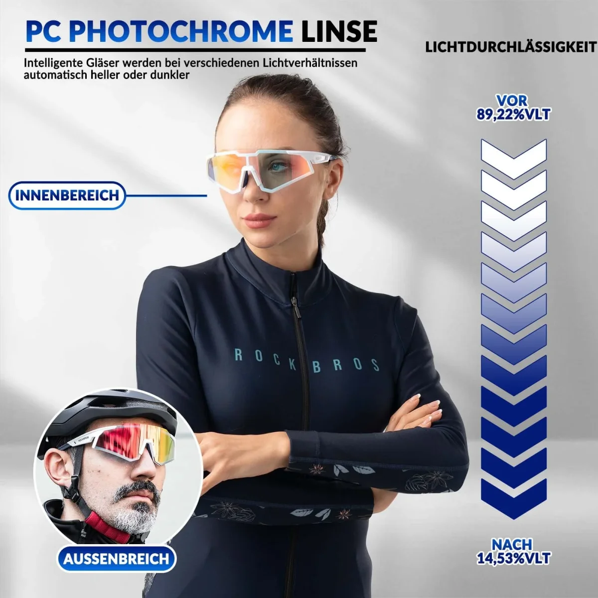 Gafas de sol, gafas de ciclismo, autofotográficas, para exteriores, protección UV400, ROCKBROS - Imagen 5