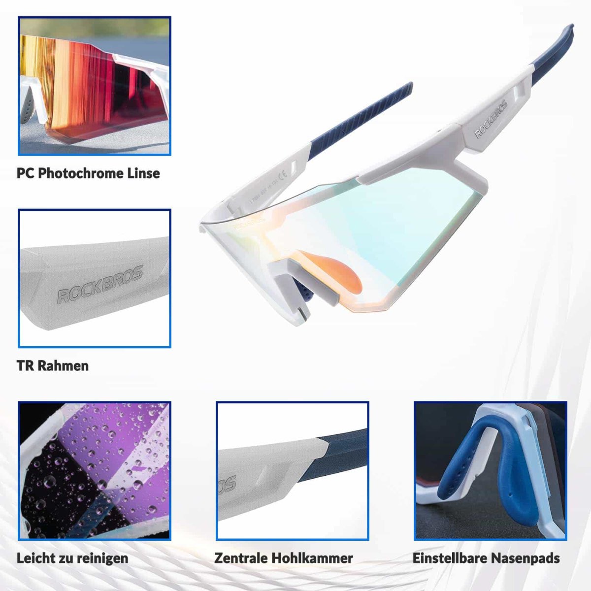 Gafas de sol, gafas de ciclismo, autofotográficas, para exteriores, protección UV400, ROCKBROS - Imagen 7