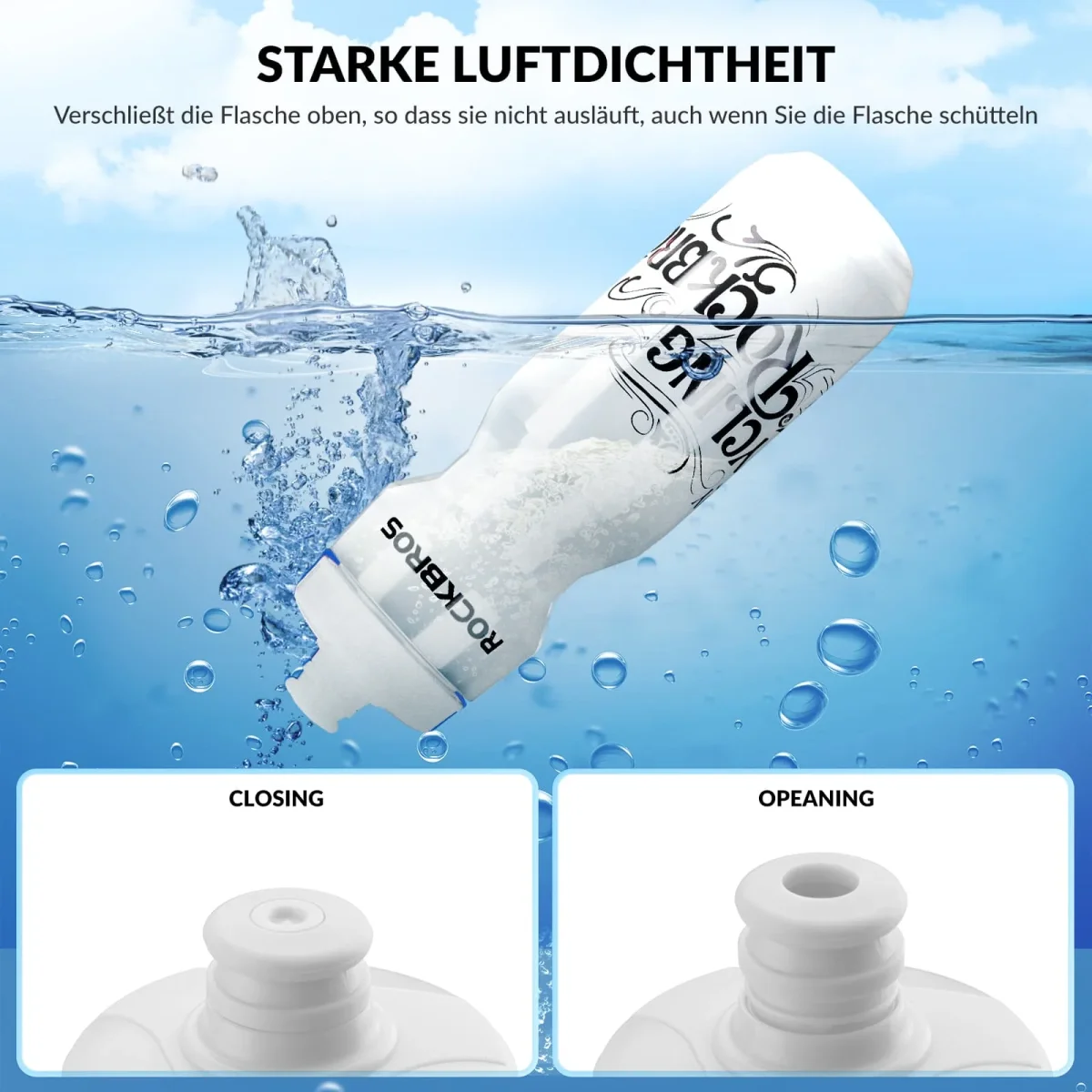 Botella de agua deportiva de 750 ml para bicicleta, sin BPA, ROCKBROS - Imagen 5