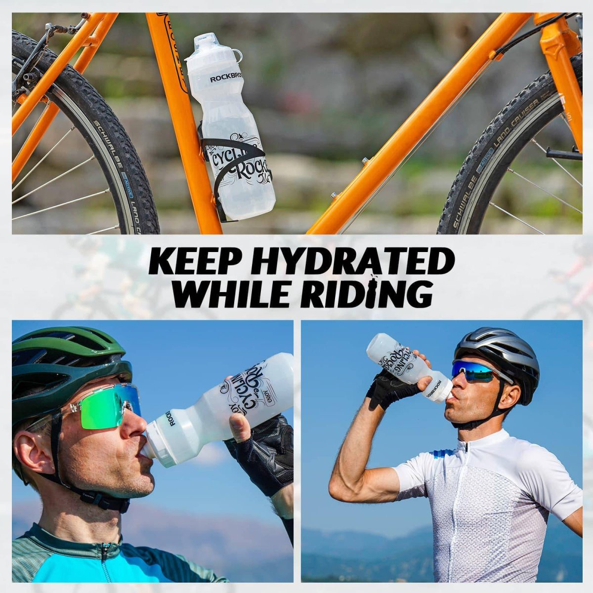 Botella de agua deportiva de 750 ml para bicicleta, sin BPA, ROCKBROS - Imagen 3