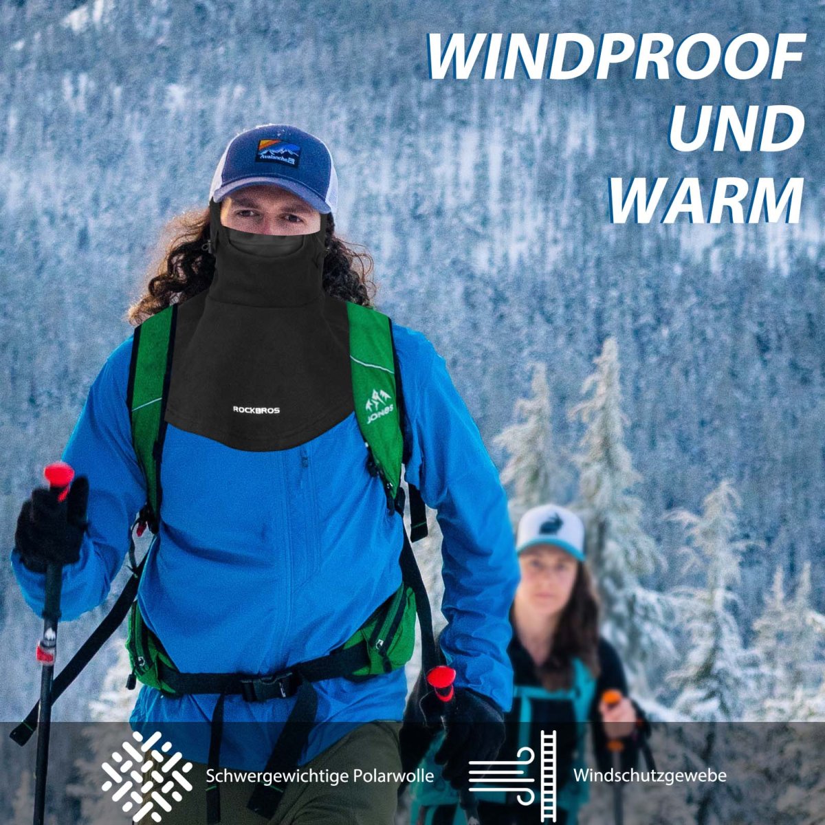 Pasamontañas de invierno, más cálido para deportes al aire libre, ROCKBROS - Imagen 9