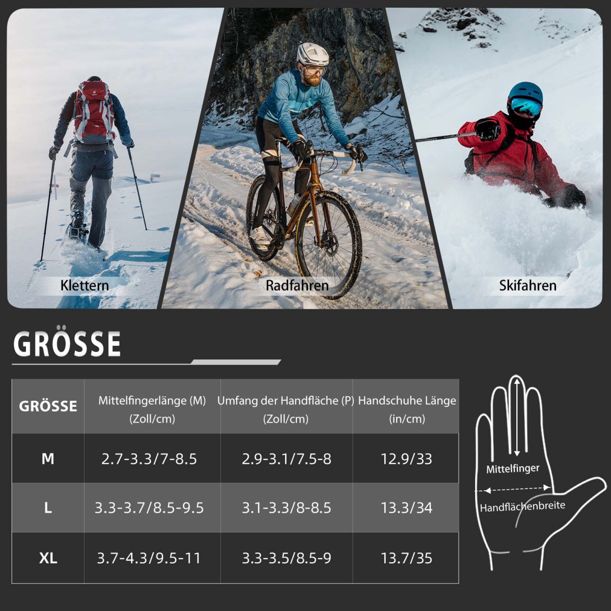 Guantes de invierno Guantes de ciclismo calefactables con batería M-XL ROCKBROS - Imagen 8